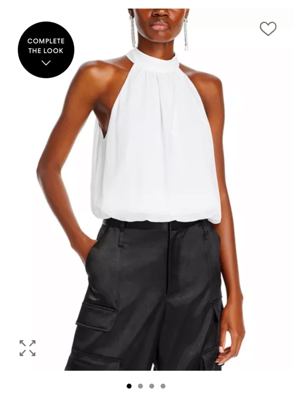 Alice + Olivia Maris Halter Neck Cream Halter Bubble-Hem Camisole